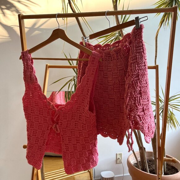 Tach Clothing Crochet Set Pink Size M - Picture 1 of 12